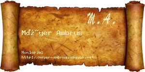 Máyer Ambrus névjegykártya